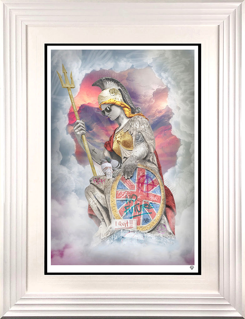 cool britannia print framed in white by artist jj adams