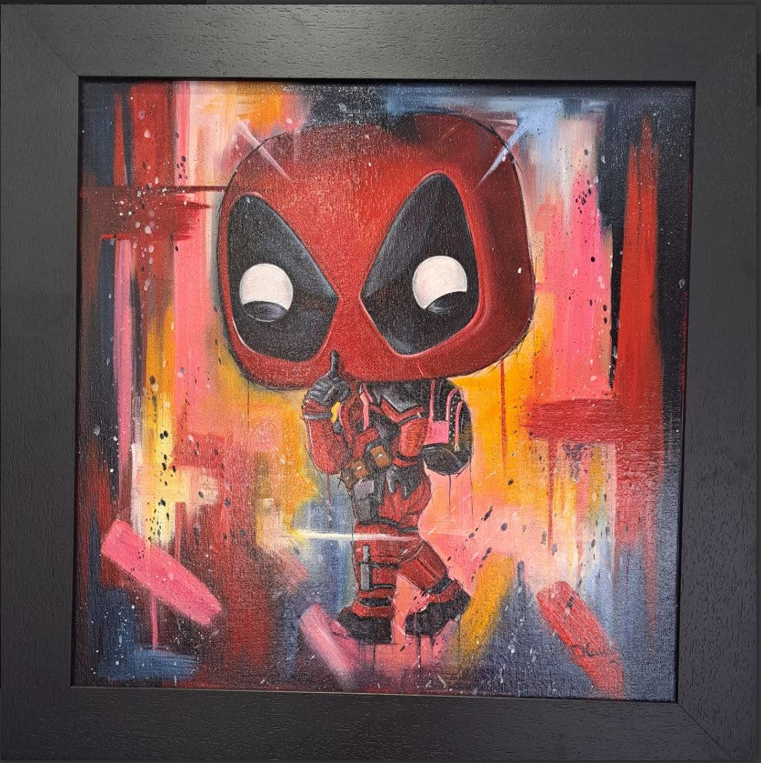 deadpool framed original by artist deborah cauchi