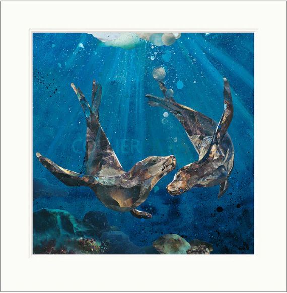 deep sea diving mounted print by artist sarah jackson