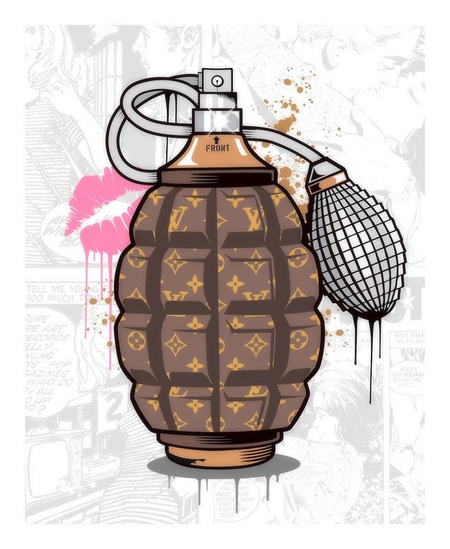 designer grenades louis vuitton perfume print by artist jj adams