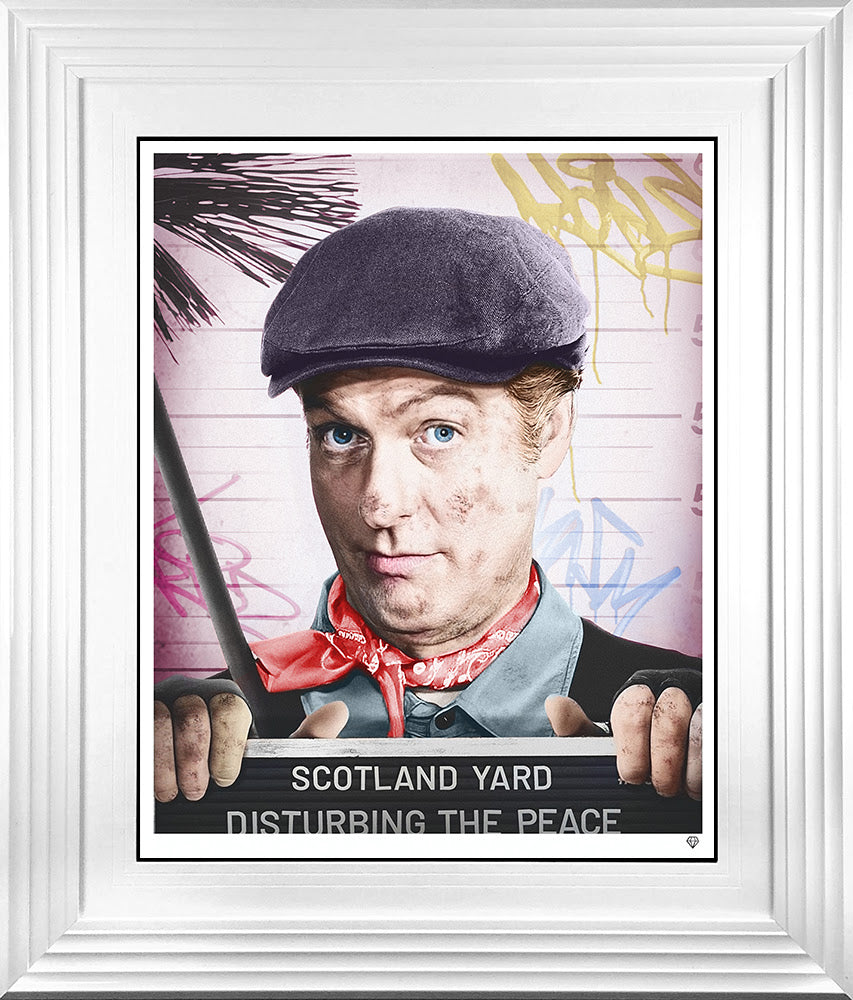 disturbing the peace print framed in white by artist jj adams