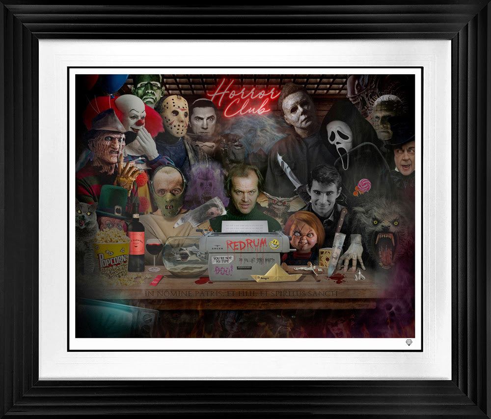 do you like scary movies print framed in black by artist jj adams