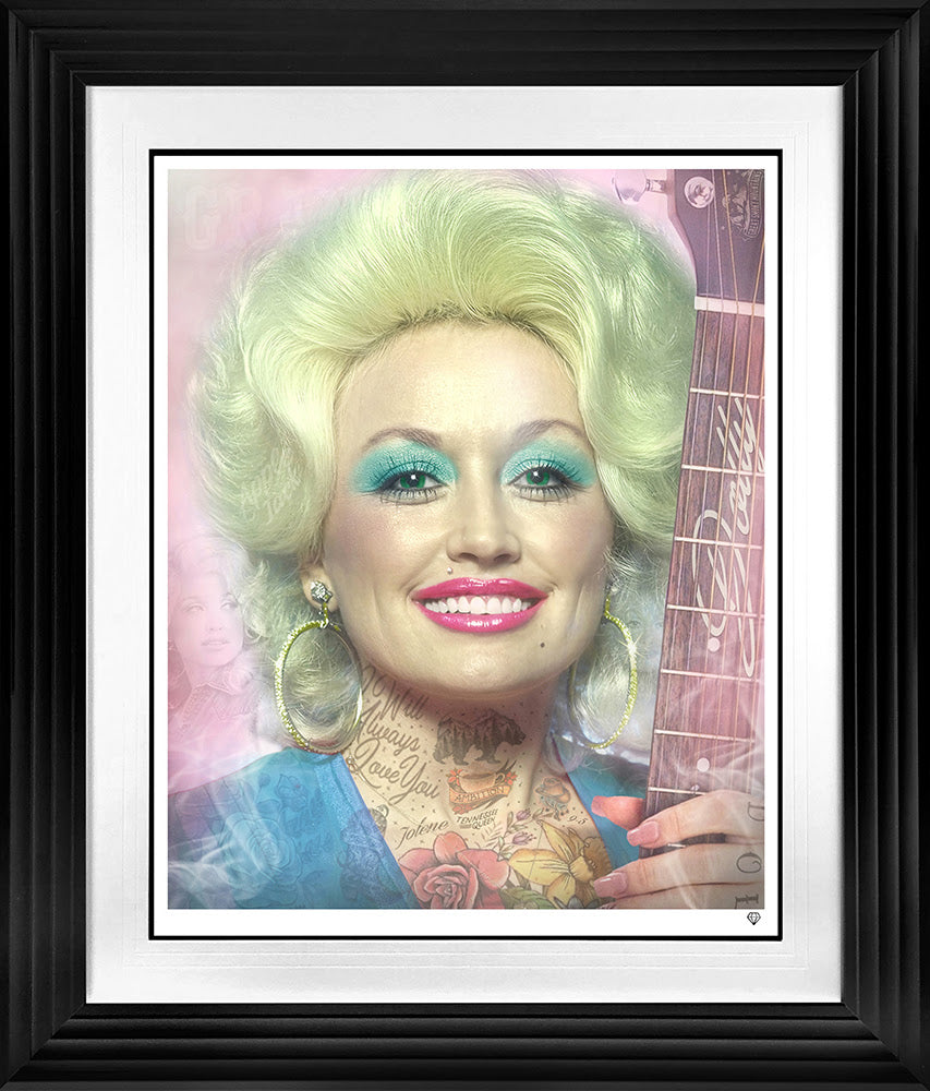 dolly print framed in black by artist jj adams
