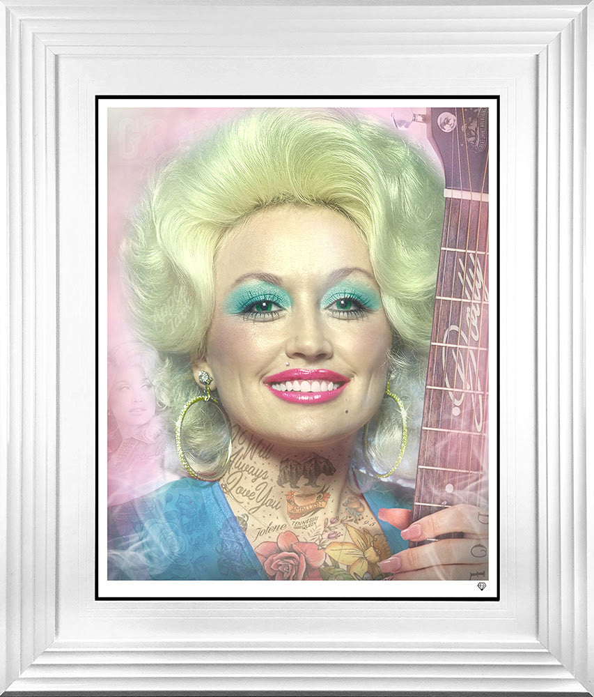 dolly print framed in white by artist jj adams