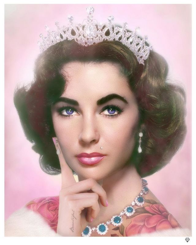 elizabeth taylor colour print by artist jj adams