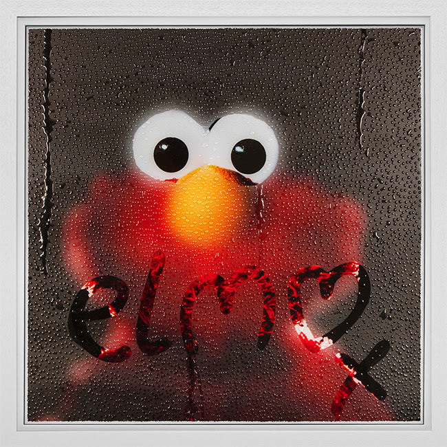 elmo print framed in white by artist tboy