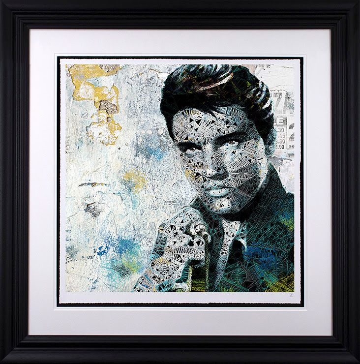 elvis black framed print by artist zee