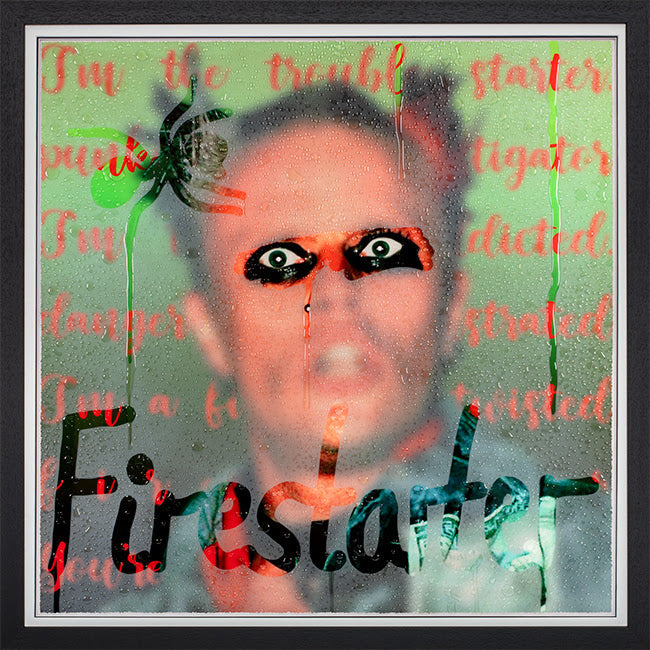 firestarter print framed in black by artist tboy