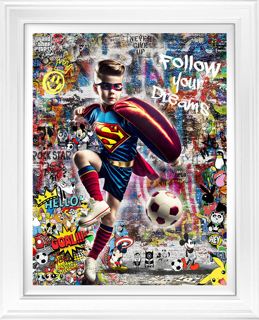 follow your dreams deluxe edition white framed print by artist zee