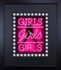 girls girls girls hot pink print framed in black by artist courty