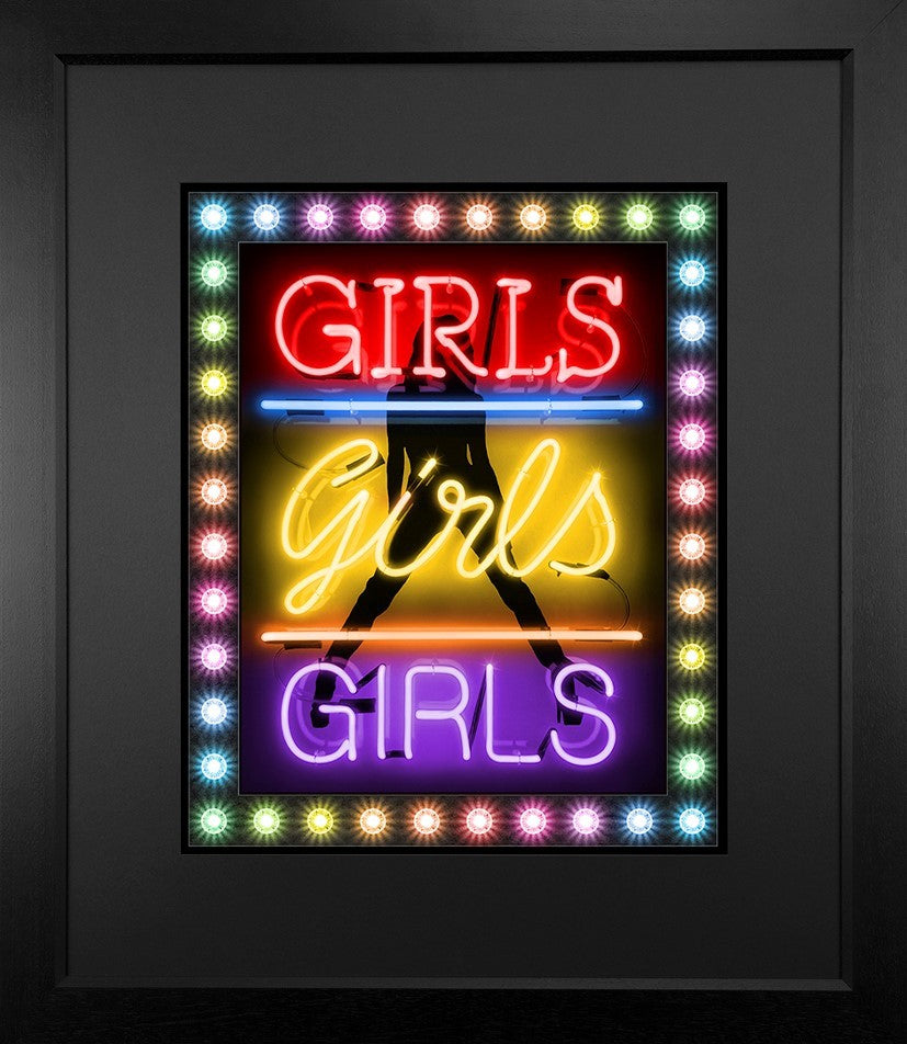 girls girls girls pride print framed in black by artist courty