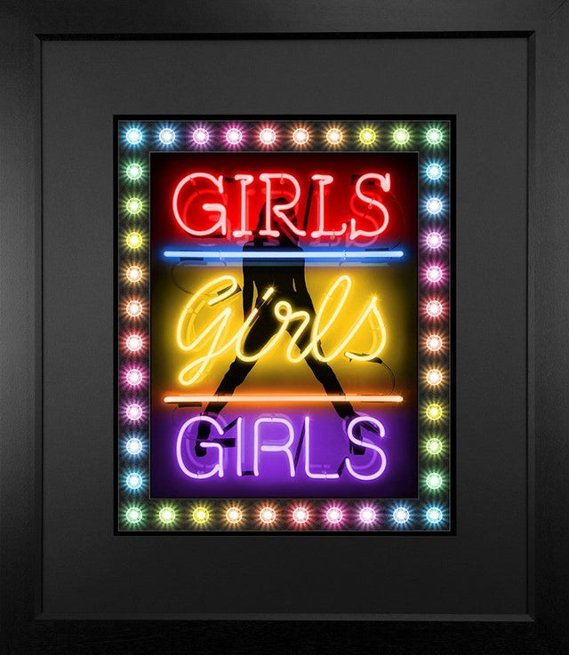 girls girls girls pride print framed in black by artist courty