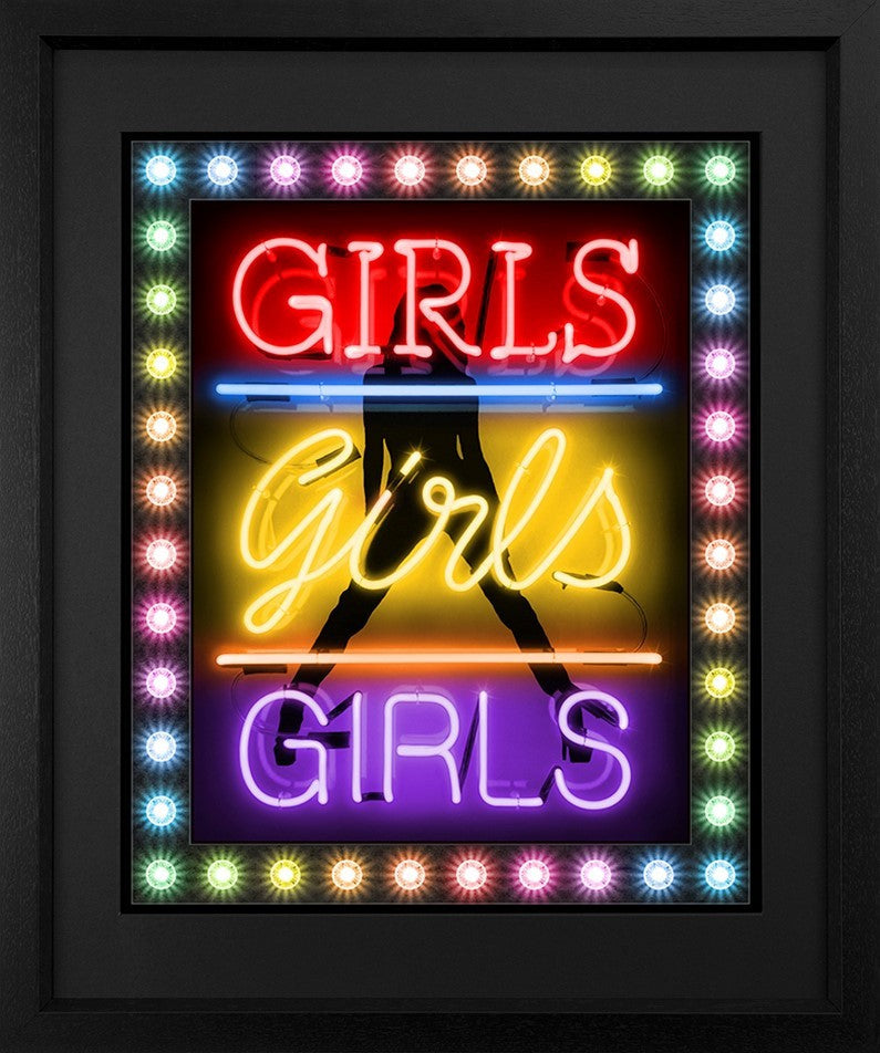 girls girls girls pride deluxe print framed in black by artist courty