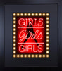 girls girls girls red print framed in black by artist courty