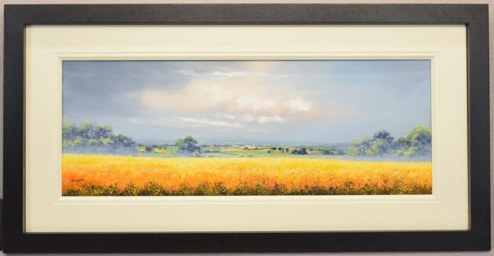 golden pastures framed original by artist allan morgan