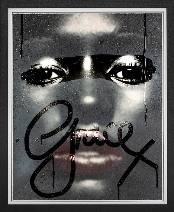 grace jones print framed in black by artist tboy