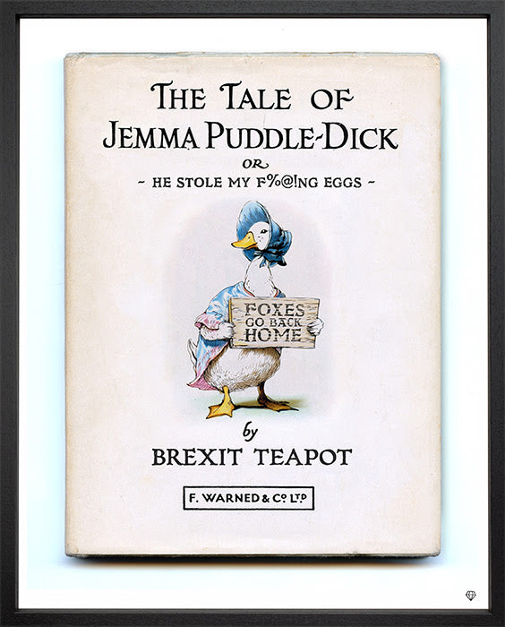 he stole my eggs large print framed in black by artist jj adams