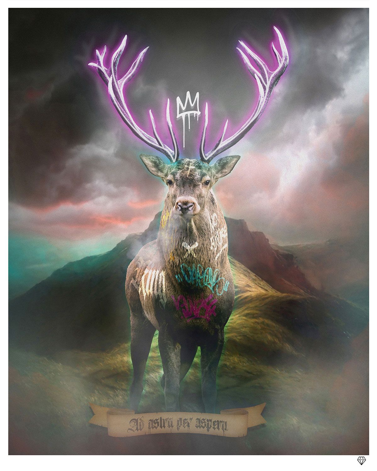 highland hunk purple print by artist jj adams