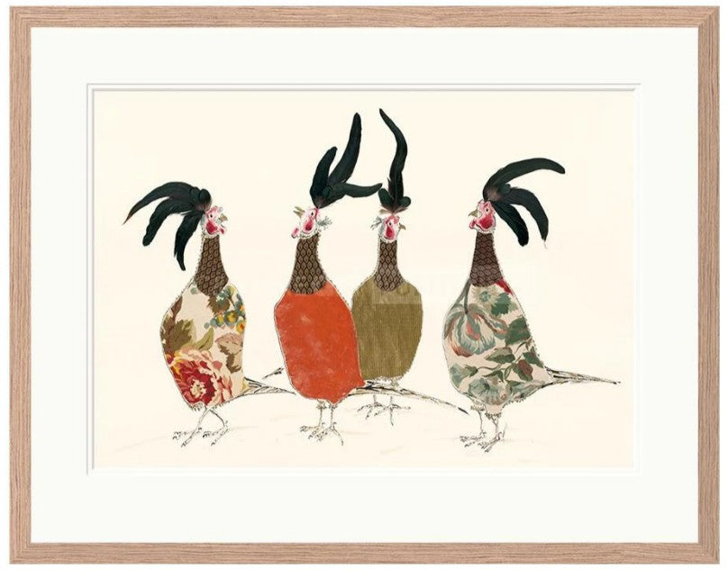 holding court print framed in light walnut veneer by artist ana wright