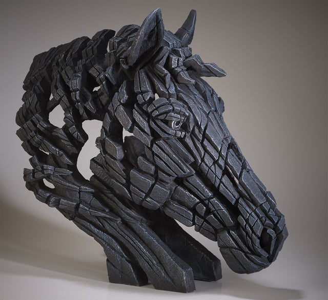 horse sculpture bust in black colourings by artist edge sculpture