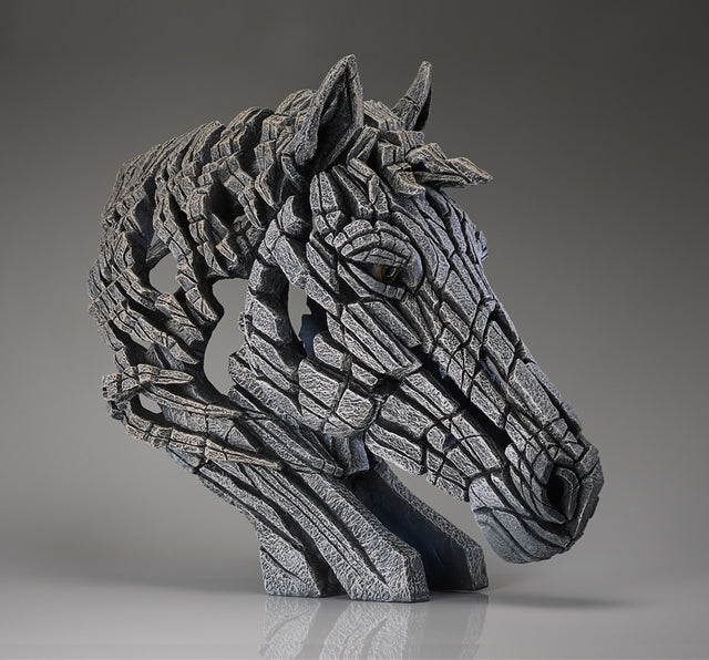 horse sculpture bust in white colourings by artist edge sculpture