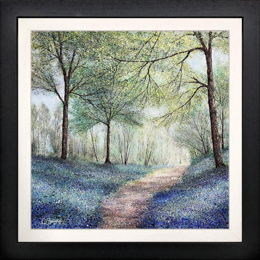 through a sea of bluebells framed original by artist chris bourne