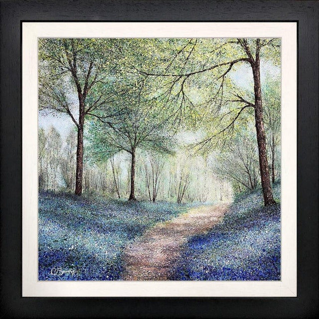through a sea of bluebells framed original by artist chris bourne