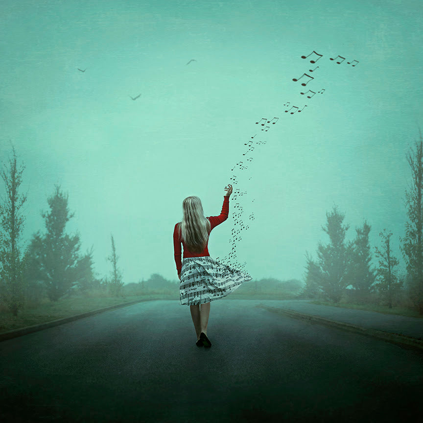 in step with her own soundtrack print by artist michelle mackie