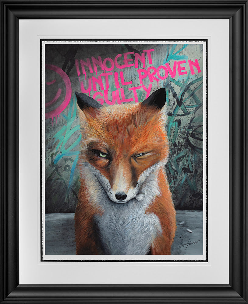 innocent until proven guilty framed print by artist angus gardner