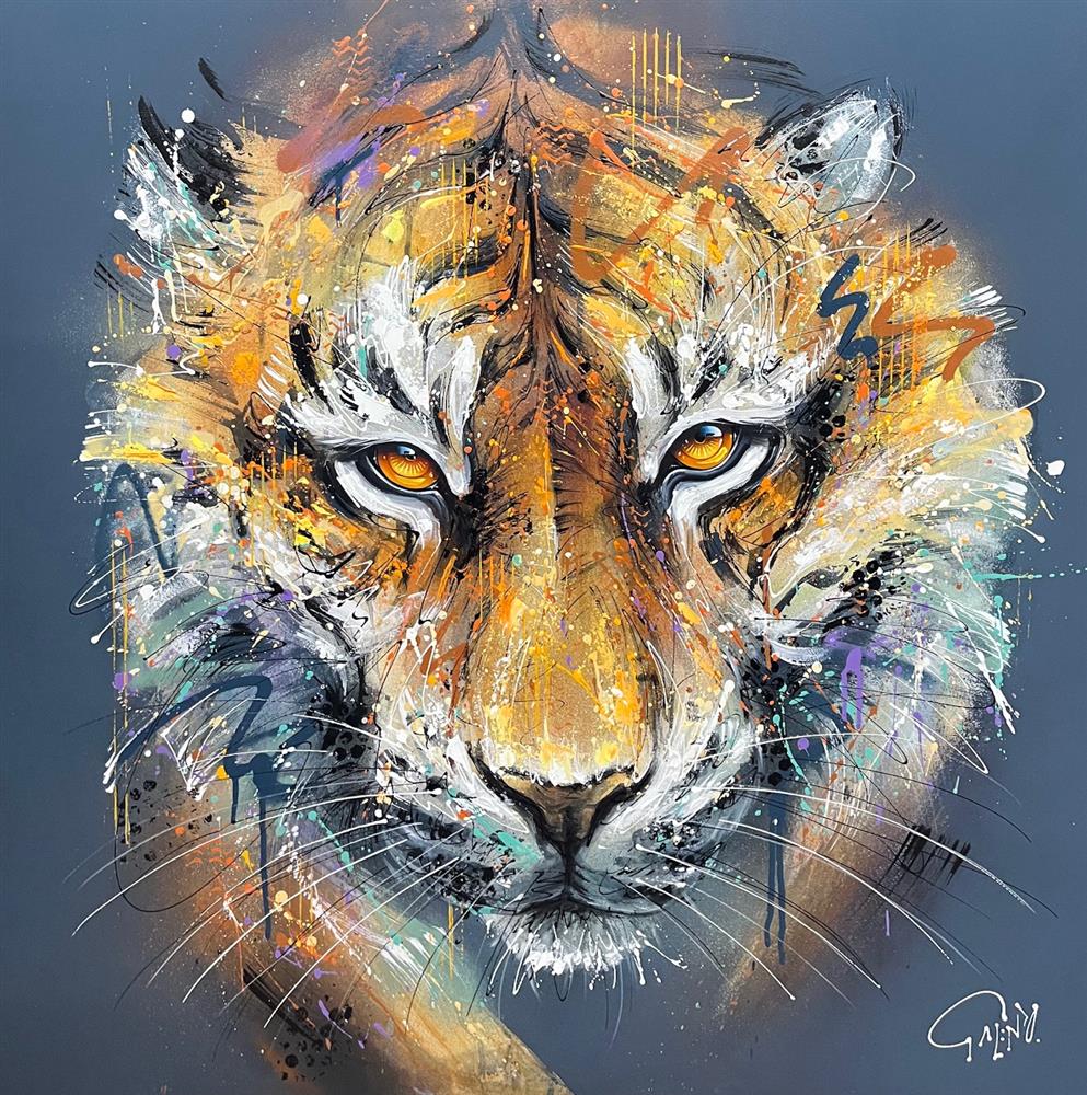 into the shadows tiger unframed original by artist Joe Galindo