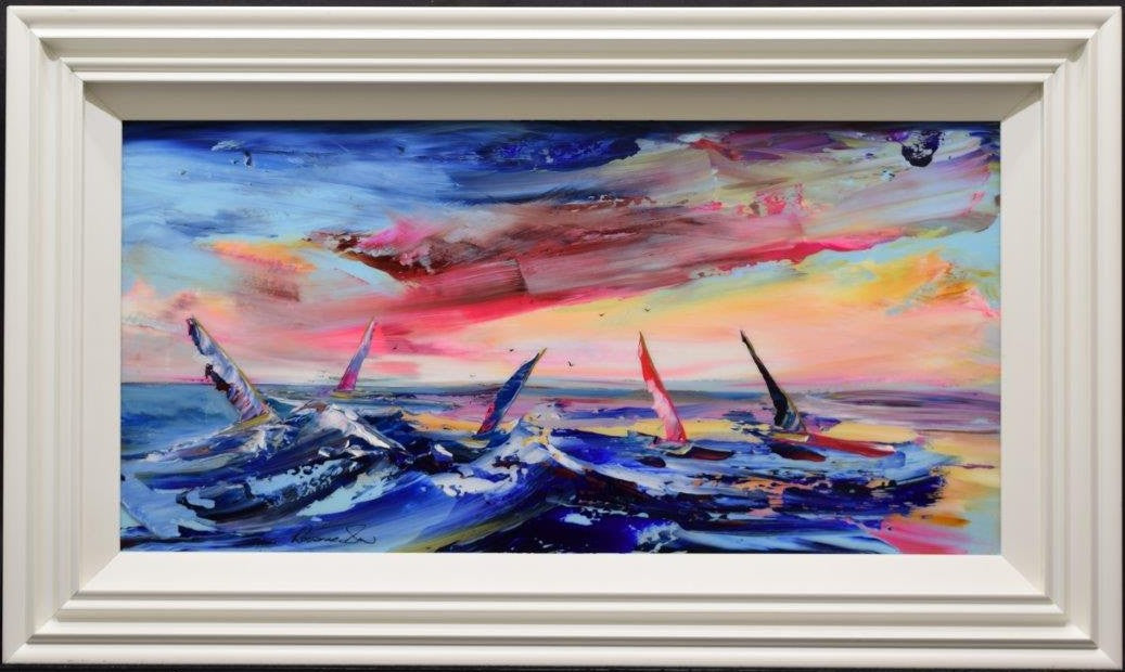 catching the breeze framed original by artist rozanne bell