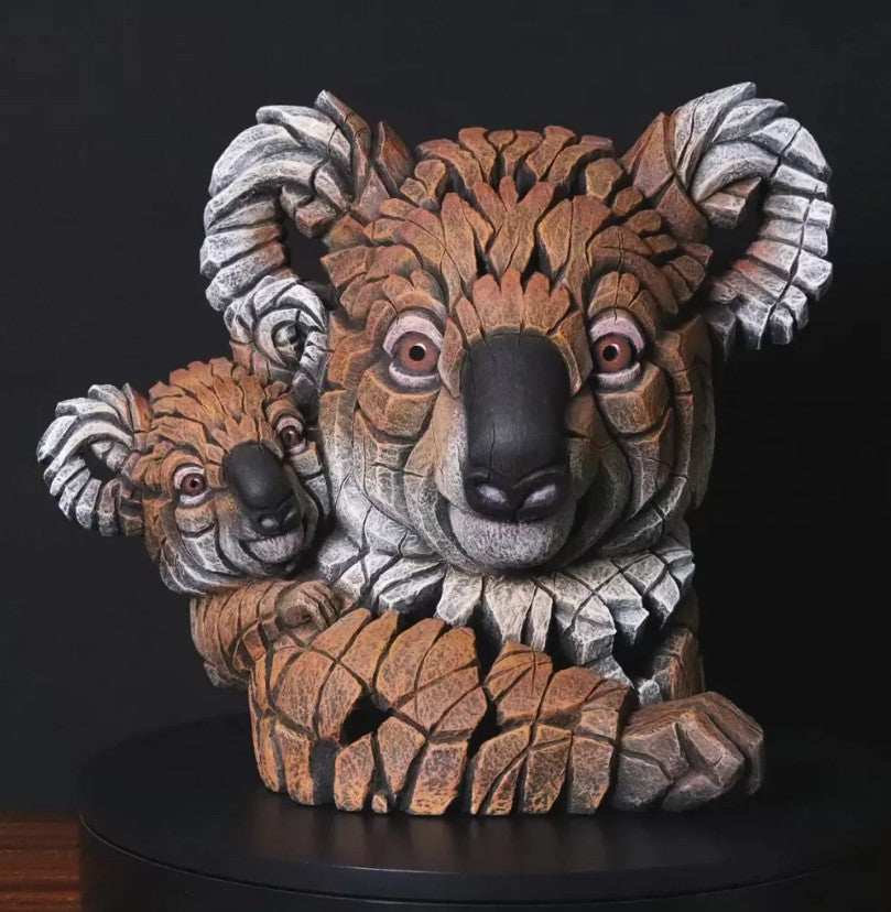 koala and joey sculpture bust in brown colouring by artist edge sculpture
