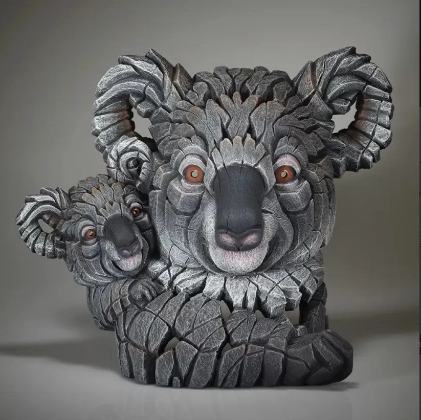 koala and joey sculpture bust in grey colouring by artist edge sculpture