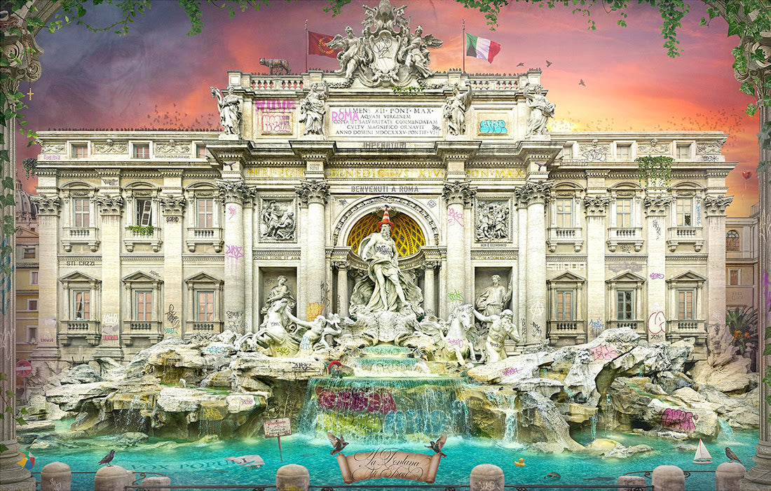 la fontana di trevi print mounted by artist jj adams