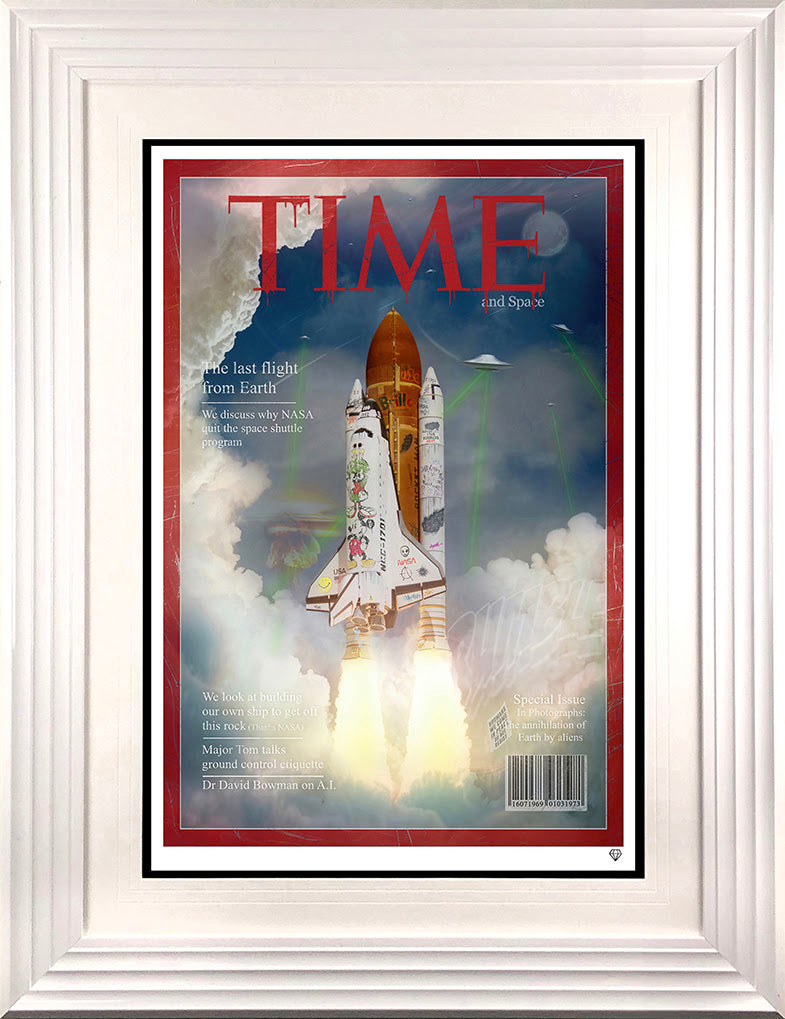 last flight from earth print framed in white by artist jj adams