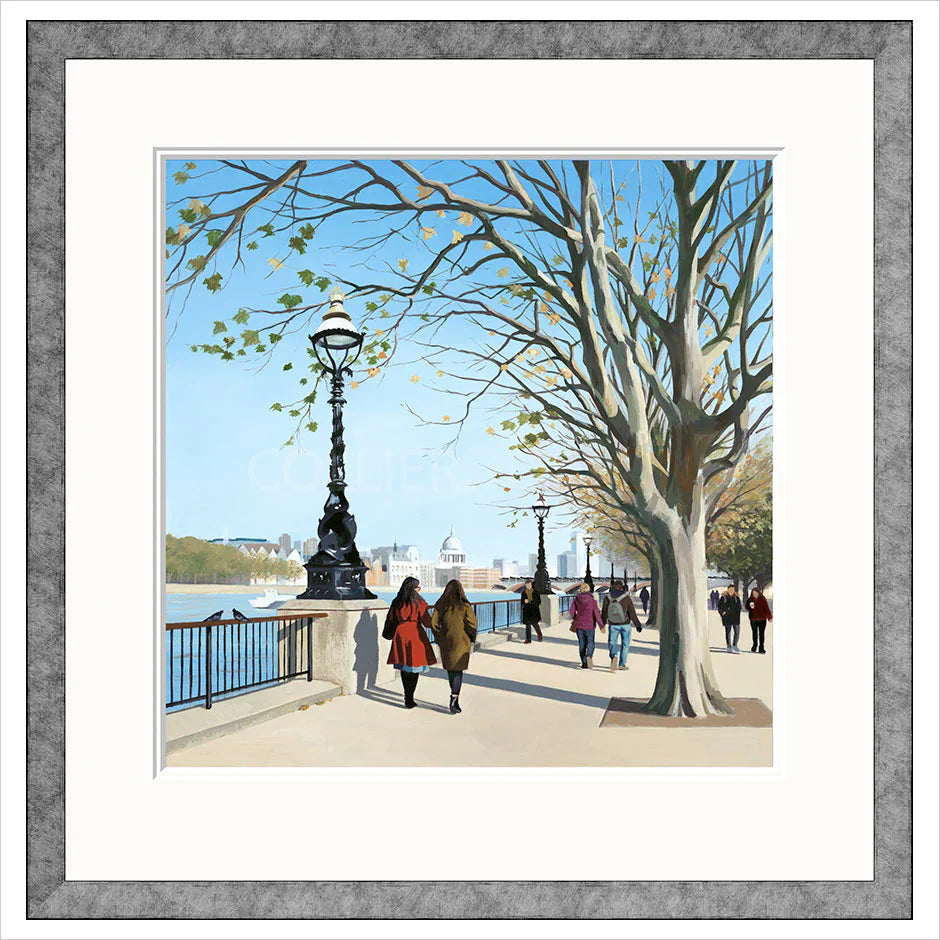 late autumn stroll framed print by artist jo quigley