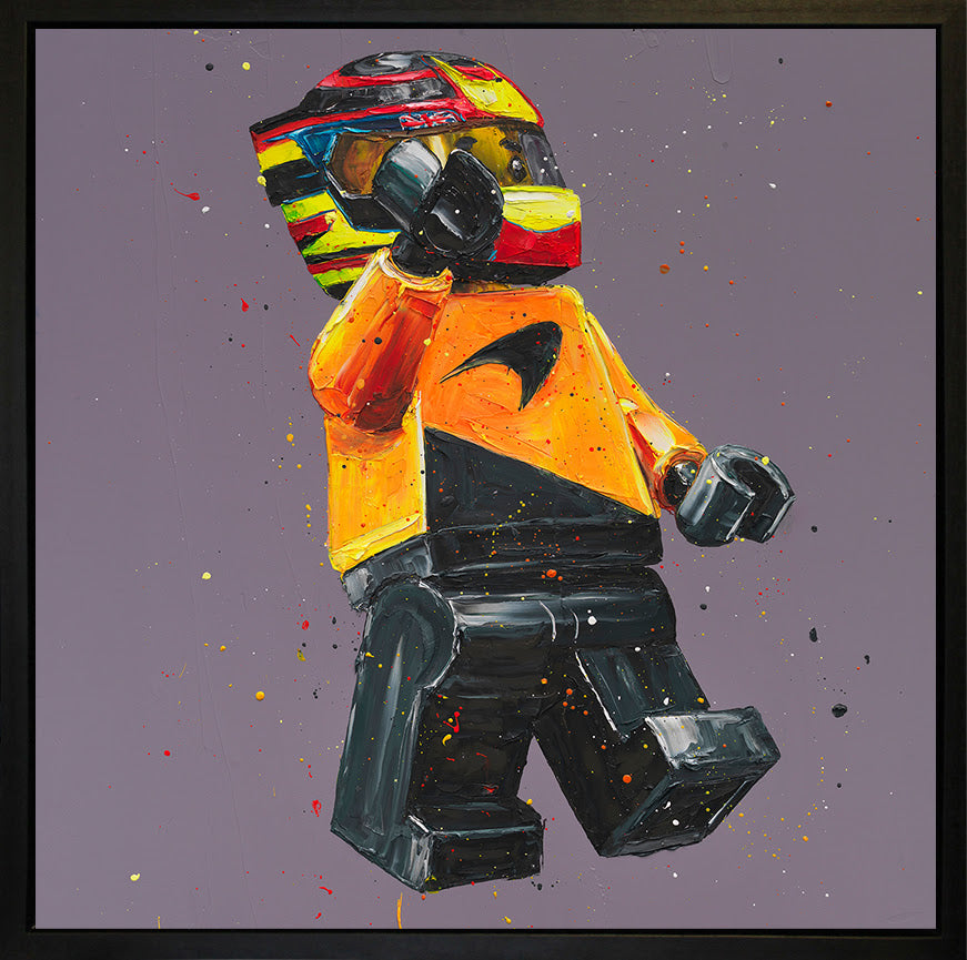 lego piastri wall of champions hand embellished canvas framed by artist paul oz