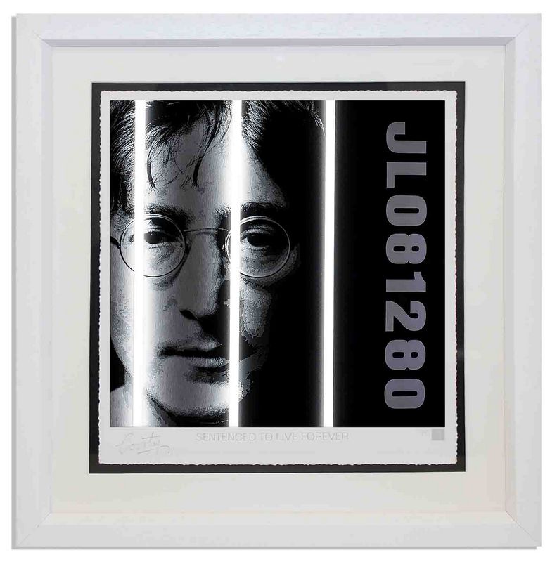 lennon print framed in white by artist courty