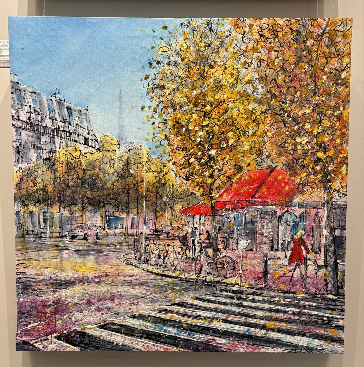 love at the corner cafe box canvas original by artist nigel cooke