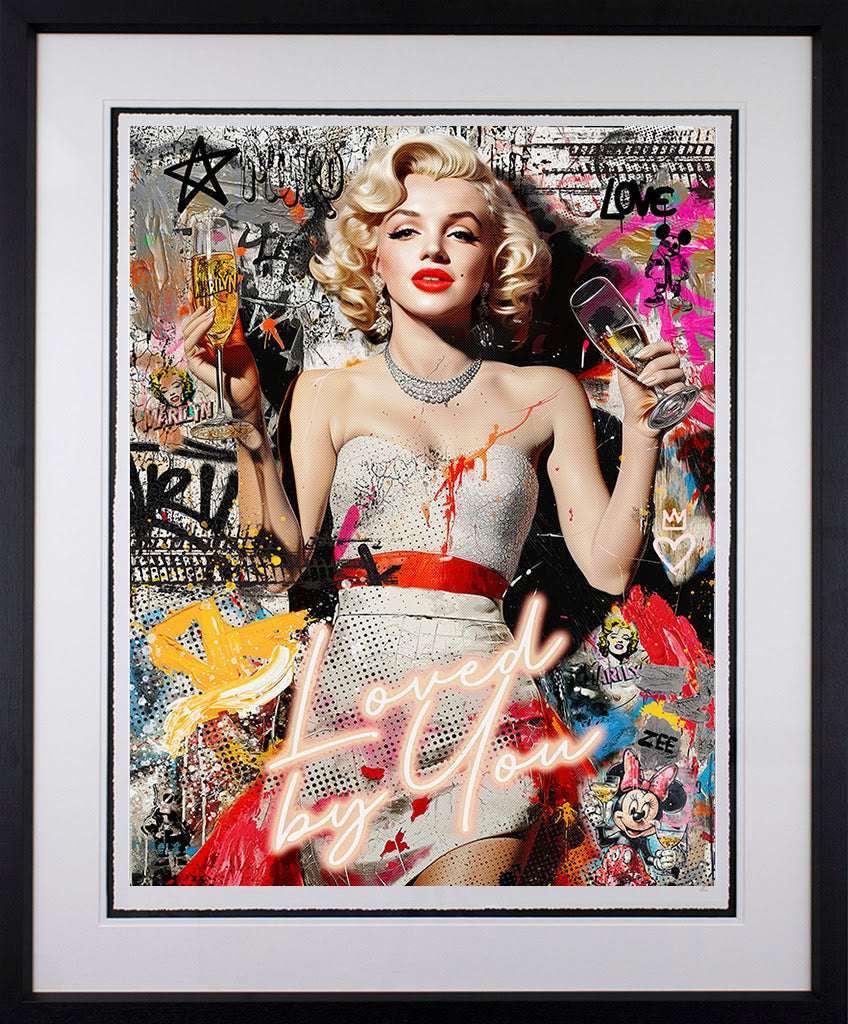 loved by you black framed print by artist zee