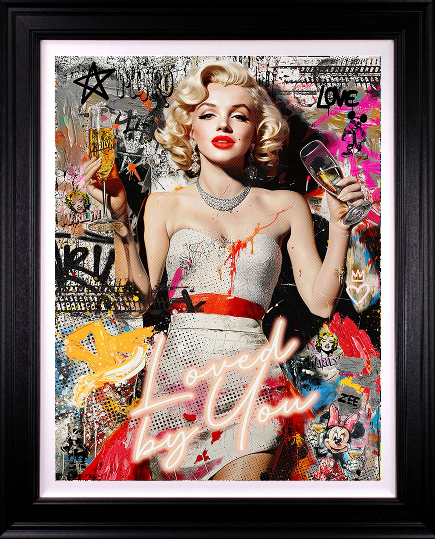 loved by you deluxe editionn black framed print by artist zee