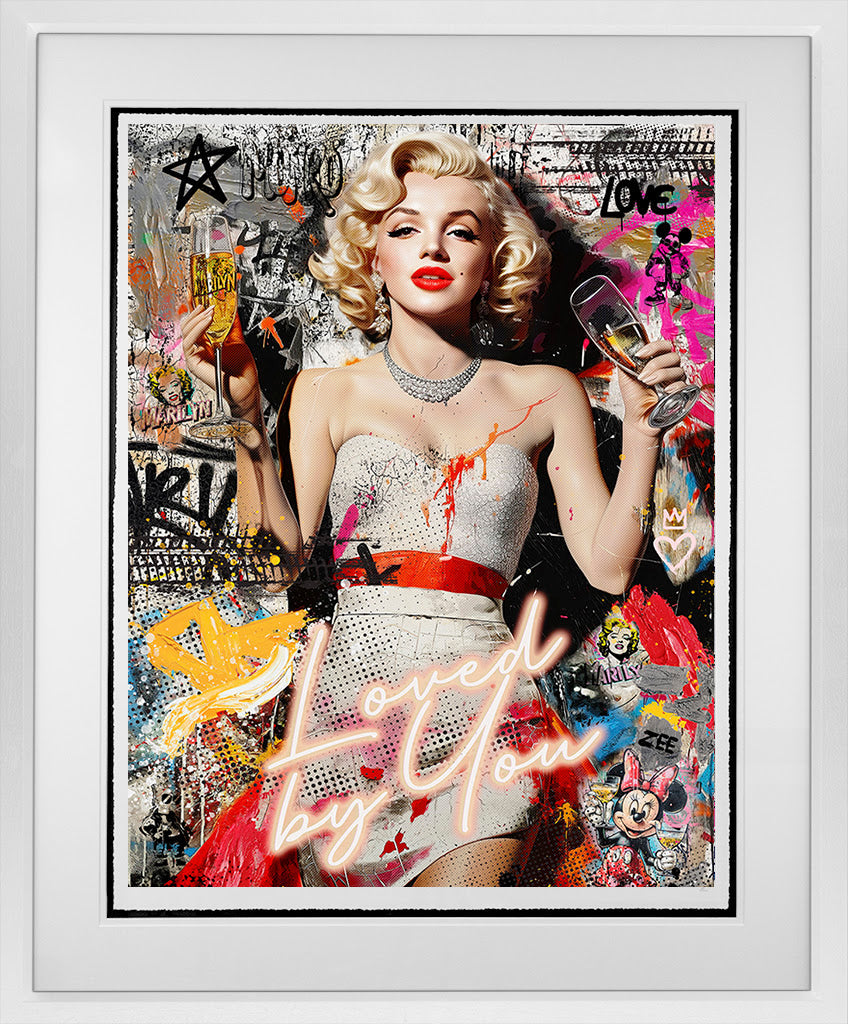 loved by you white framed print by artist zee