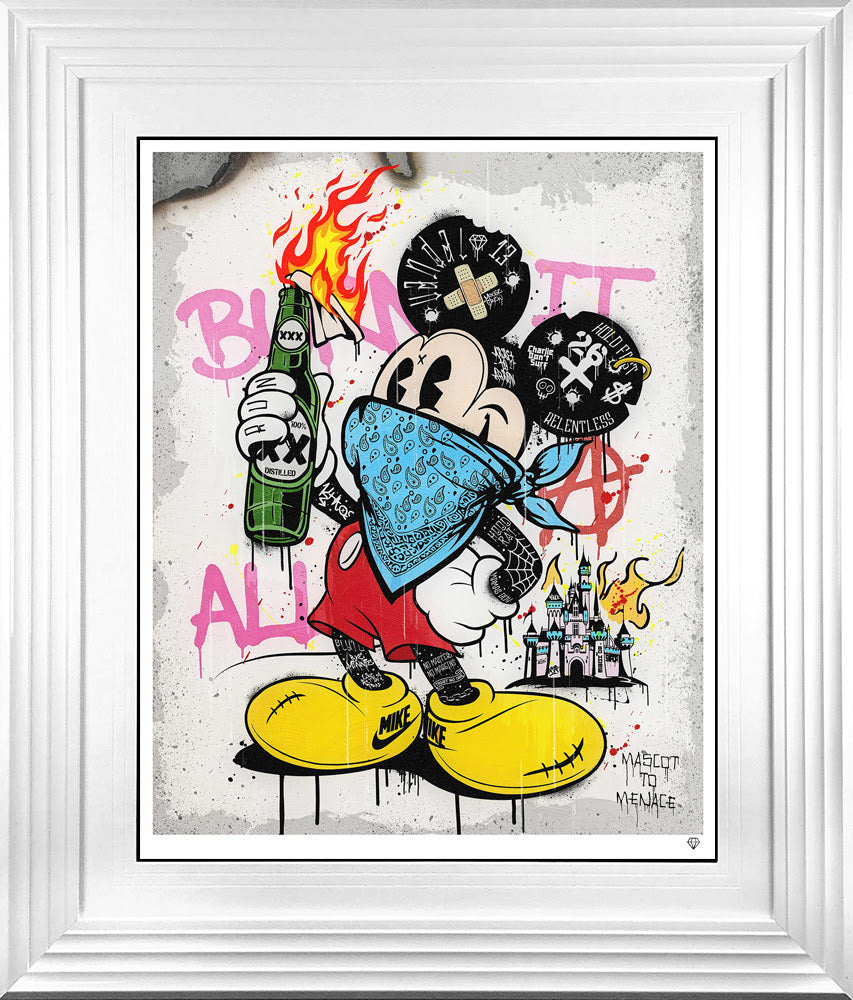 mascot to menace blue print framed in white by jj adams