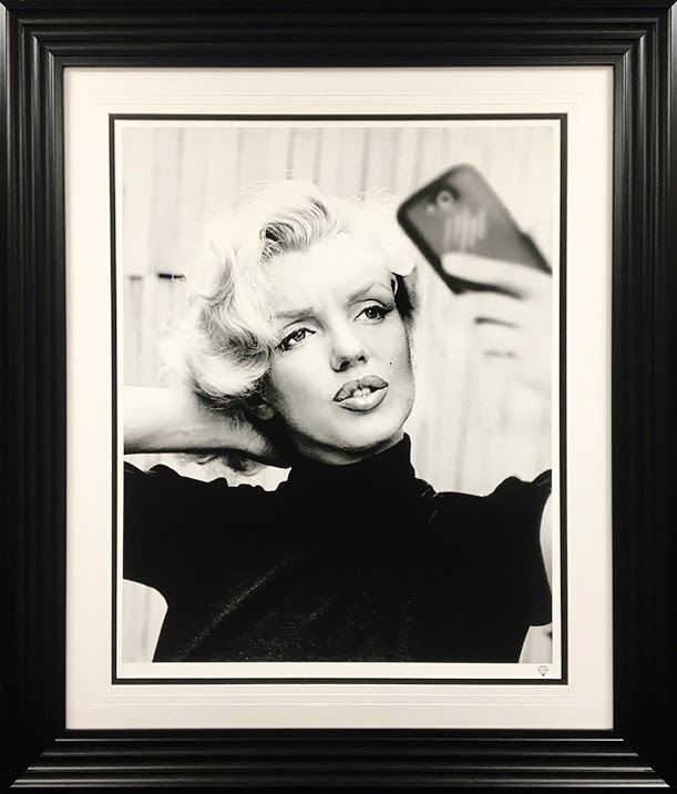 monroe selfie framed print by artist jj adams