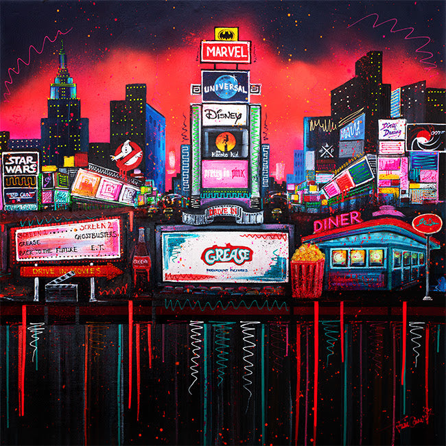 movie night original framed by artist julie connor