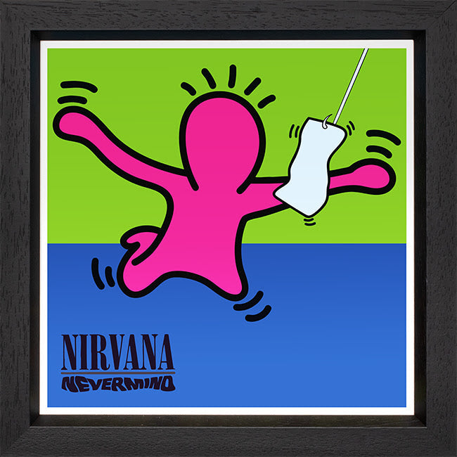 nevermind print framed in black by artist tboy