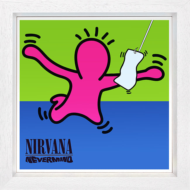 nevermind print framed in white by artist tboy