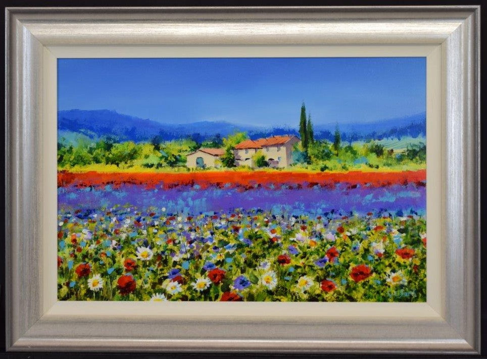 sunlit villa framed original by artist gary sams