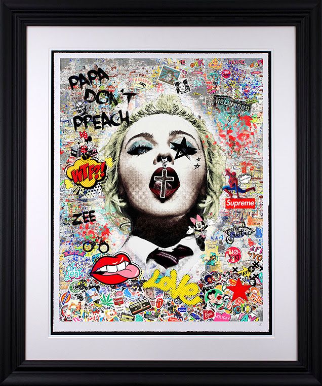 papa dont preach black framed print by artist zee
