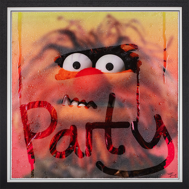 party animal print framed in black by artist tboy